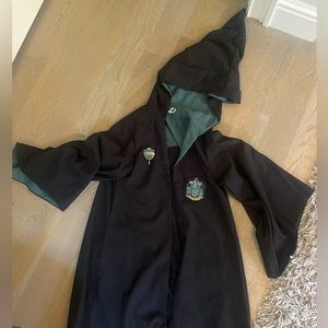 Slytherin robe, Universal Studios Slytherin head girl pin, Universal Studios Tie